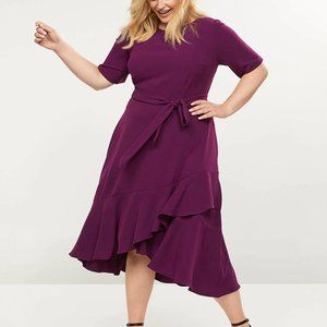 NWT- Lane Bryant Ruffle Hem Fit & Flare Dress plum